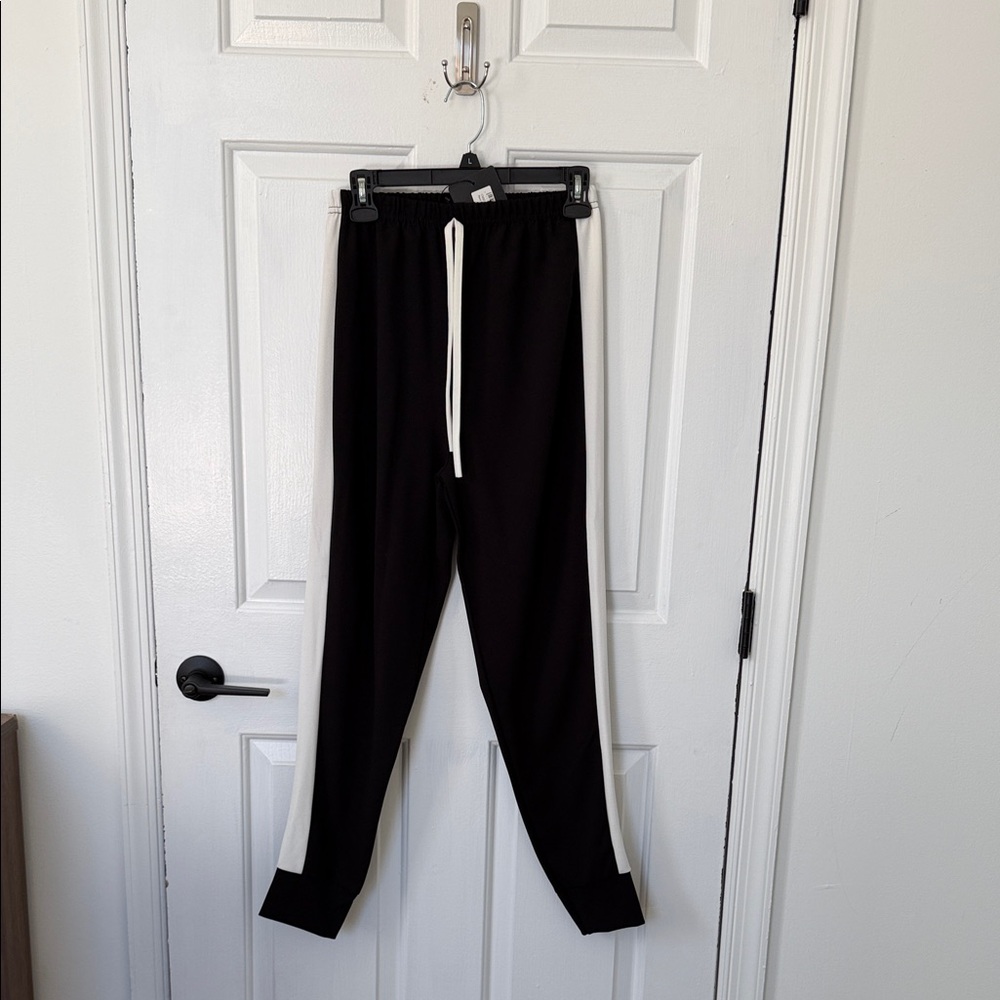PrettyLittleThing Black and White Track Pants
